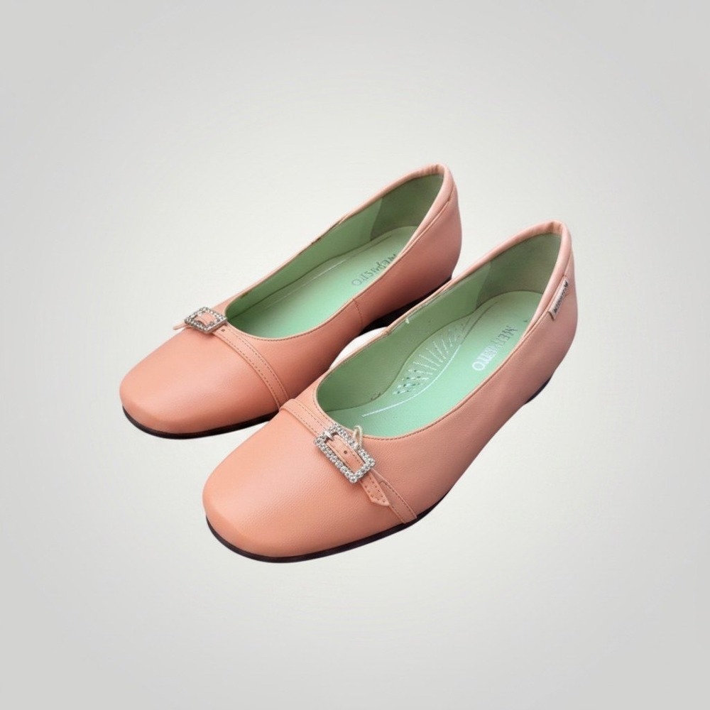 Mephisto Giacinta Ballet Flats Women 7 Rose Pink Leather Rhinestone French Luxe